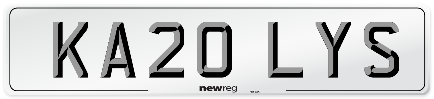 KA20 LYS Number Plate from New Reg